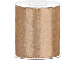 Partydeco - Satijn lint Light Gold 100mm/rol 25m