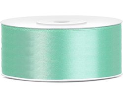PartyDeco - Satijn lint mint 25mm/rol 25m