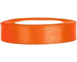 PartyDeco - Satijn lint oranje 12mm/rol 25m - WK voetbal 2026 - WK voetbal versiering - Olympische spelen