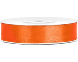 PartyDeco - Satijn lint oranje 12mm/rol 25m - WK voetbal 2026 - WK voetbal versiering - WK voetbal outfit - Nederland WK