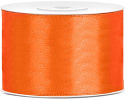 PartyDeco - Satijn lint Oranje 50mm/rol 25m - WK voetbal 2026 - WK voetbal versiering - Olympische spelen