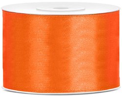 PartyDeco - Satijn lint Oranje 50mm/rol 25m - WK voetbal 2026 - WK voetbal versiering - WK voetbal outfit - Nederland WK