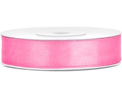 PartyDeco - Satijn lint pink 12 mm (25 meter)