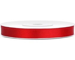 Partydeco - Satijn Lint Rood (6mm/rol 25m)