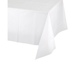 Party/verjaardag Tafelkleed - wit - 274 x 137 cm - tafellaken van papier
