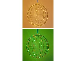 PartyXplosion Lichtbol met zwart metalen frame - Rood, geel, groen licht - 50 cm