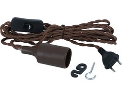 Parus by Venso E27 lamphouder Bruin HELIX met 4m textielkabel, verbeterde fotosynthese en hogere chlorofylvorming, groeilicht voor kamerplanten, groenten, bloemen