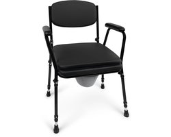 Parvum Stabil Toiletstoel - Met comfortabele zitting & emmer met deksel - In hoogte verstelbare postoel - WC stoel - Commode stoel - Zwart