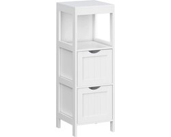 Parya Home - Badkamerkast - Medicijnkast - 2 Lades - 1 Open vlak - Hout - Wit