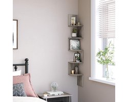 Parya Home hoekplank - wandplank - 5 planken - grijs