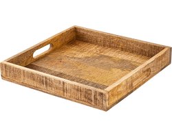 Parya Home - Houten Dienblad Decoratief Serveerblad Vierkant 40x40cm - Bruin - Mangohout