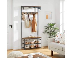 Parya Home - Kapstok - 10 Haken - Incl. Schoenenrek - Donkerbruin