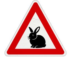 Pas op overstekende konijnen en hazen bord - Sign Again materiaal - 15 cm