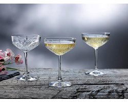 Pasabahce 440236 "Timeless" champagneschaal in kristaldesign, hoogte ca. 15,7 cm, set van 4 glazen