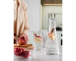 Pasabahce - glazen karaf - Elysia - 940 ml - helder glas - elegant geslepen patroon