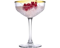 Pasabahce Golden Touch – Champagnecoupe Timeless 27 cl – Transparant met Gouden Randen- Set van 4