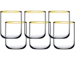 Pasabahce- Iconic waterglas met gouden rand 280ml drinkglazen (6 stuks)