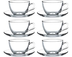 Pasabahce - kopjes set - 6 kopjes en 6 onderzetters