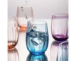Pasabahce Linka – Blauwe Waterglazen – Set van 3 – 240 ml – Stijlvolle glazen – Vaatwasserbestendig