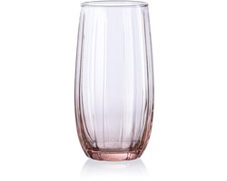 Pasabahce Linka – Roze Longdrinkglazen – Set van 3 – 500 ml – Stijlvolle glazen – Vaatwasserbestendig