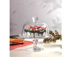 Pasabahce Patisserie – Presentatie op voet met deksel – Glazen serveerschaal – Luxe taart- en dessertstandaard