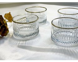 Pasabahce – snackkom – Elysia 530038 – gouden rand – goud – set 4 stuks 235cc Ø9cm