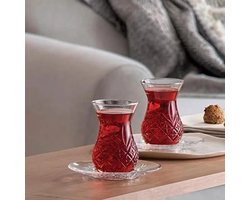 Pasabahce - theeglazen set - Timeless - 12-delig - 155 ml - helder glas - inclusief onderzetters