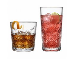 Pasabahce Timeless Glazenset – 8-delig – 4 waterglazen 35,5 cl & 4 longdrinkglazen 36 cl – Stapelbaar