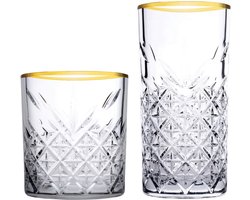 Pasabahce Timeless Glazenset gouden rand – 8-delig – 4 waterglazen 34,5 cl & 4 longdrinkglazen 45 cl
