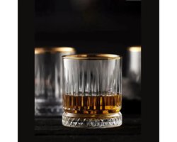 Pasabahce tumblerglazen Elysia diamantbodem – transparant/goud – set 4 – 210 ml