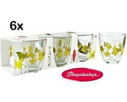 Pasabahce - Vlinder - Gedessineerde  Glazen - Water - Sap glas - 285 ml  - 6 stuks