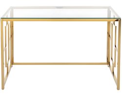 PASCAL MORABITO Bureau van gehard glas en staal - Goud en transparant - CLOTILDE - van Pascal Morabito