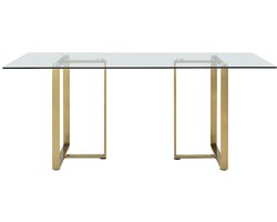 PASCAL MORABITO Eettafel voor 6 personen van gehard glas en roestvrij staal - Transparant en goudkleurig - NILESA II van Pascal Morabito