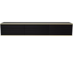 PASCAL MORABITO Hangend tv-meubel met 3 deurtjes van mdf - Zwart en goud - ALESAR van Pascal MORABITO