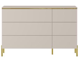 PASCAL MORABITO Ladekast met 6 lades - Beige en goud - VUKIA van Pascal Morabito L 137.6 cm x H 91 cm x D 39.6 cm