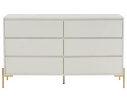 PASCAL MORABITO Ladekast met 6 lades - Mdf en metaal - Beige en goud - KORAZA van Pascal Morabito L 140 cm x H 82.5 cm x D 40 cm