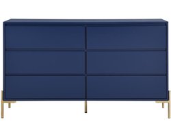 PASCAL MORABITO Ladekast met 6 lades - Mdf en metaal - Blauw gelakt en goud - KORASA van Pascal Morabito