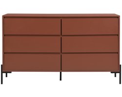 PASCAL MORABITO Ladekast met 6 lades - Mdf en metaal - Terracotta en zwart - KORASA van Pascal Morabito L 140 cm x H 82.5 cm x D 40 cm