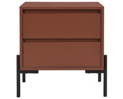 PASCAL MORABITO Nachtkastje met 2 lades - Mdf en metaal - Terracotta en zwart - KORASA van Pascal Morabito L 50 cm x H 50 cm x D 40 cm
