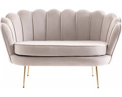 PASCAL MORABITO Schelpzitbank 2 personen in taupe fluweel DANDELION van Pascal Morabito