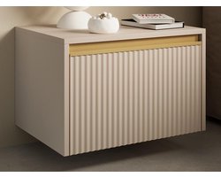 PASCAL MORABITO Set van 2 nachtkastjes, hangend of staand met 1 lade - Mdf - Beige en goudkleurig - POSINIA van Pascal MORABITO