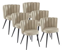 PASCAL MORABITO Set van 6 stoelen van velours en zwart metaal - Beige - PRANILA - van Pascal Morabito