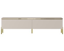 PASCAL MORABITO Tv-meubel met 2 deurtjes - Beige en goudkleurig - VUKIA van Pascal MORABITO