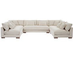 PASCAL MORABITO XXL-hoekbank met hoek links van beige ribfluweel SPERONE