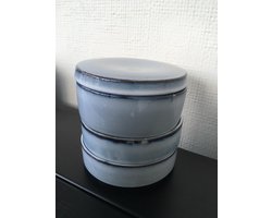PASCALE NAESSENS KOM SET 3 BLAUW GEGLAZUURD PURE D14 CM H 15 CM