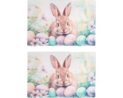 Pasen 3D placemats met paashaas - Multicolor - 42 x 28 cm - Set van 2 - Easter