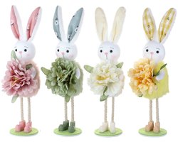 Pasen decoratie - Handgemaakt - 22*8*6,5 cm - Set van 4 - Schattig bloemenkonijn - Hangende items voor thuis - pasen versiering