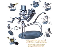 Pasgetrouwden-huwelijk-getrouwd-bruidspaar-wijn houder-metaal kunst-metaal beeld-wijnhouder-wijnrek-champagne rek-het best cadeau-uniek-just married-sinterklas gift-kerst-geschenk
