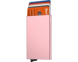 Pasjeshouder mannen & vrouwen - Kaarthouder Pasjes - Pasjeshouder Uitschuifbaar - Creditcardhouder - RFID Pasjeshouder Aluminium - Roze/Rose