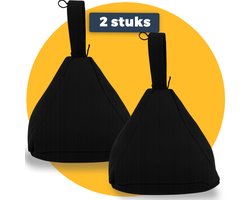 Pasper Deurstopper 2 stuks - met lus - zwart - 1.5 kg - 15 x 15 x 15 cm - gevuld met zand - deurstoppers voor binnen en buiten - deurbuffer